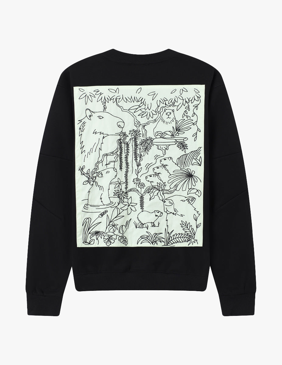 CAPYBARA HEAD PATCH FOREST SCENE SWEATSHIRT