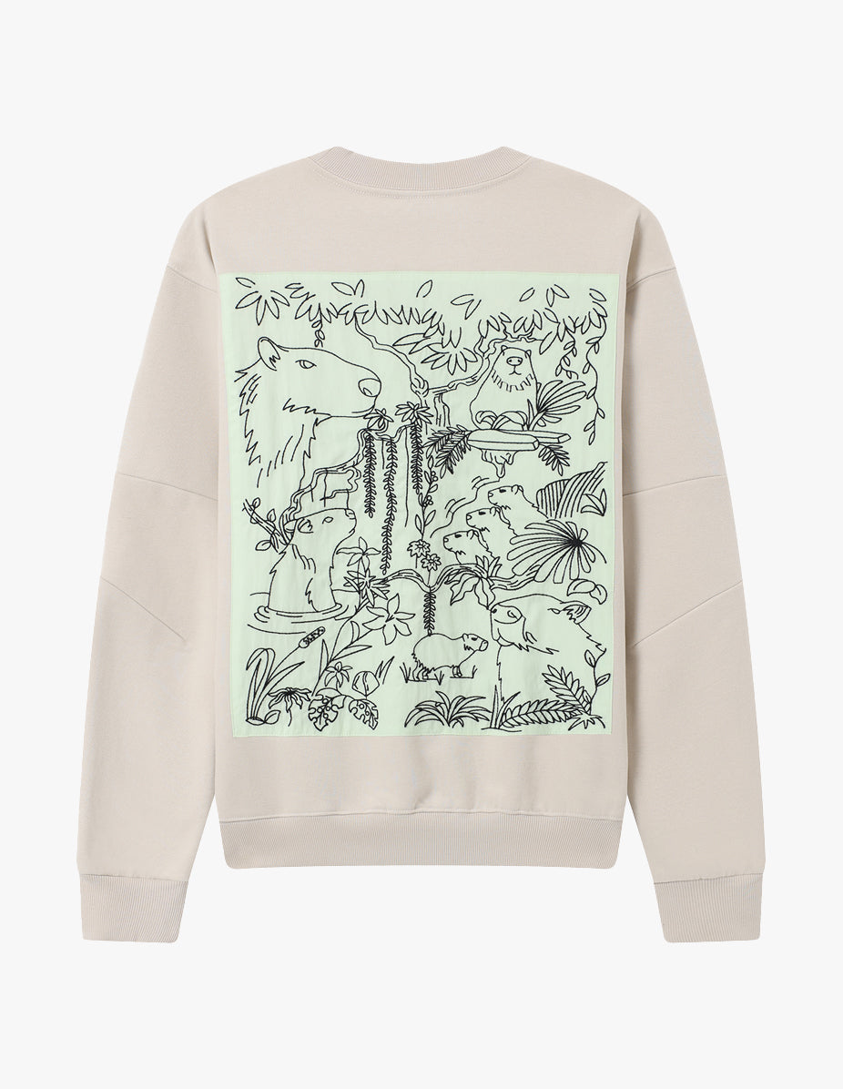 CAPYBARA HEAD PATCH FOREST SCENE SWEATSHIRT
